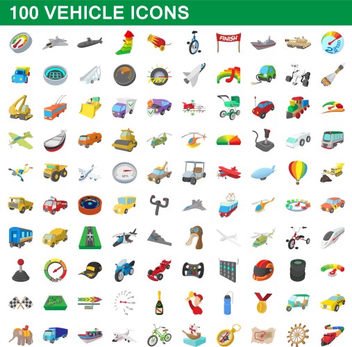 100 Vehicle Icon Set Vector Image