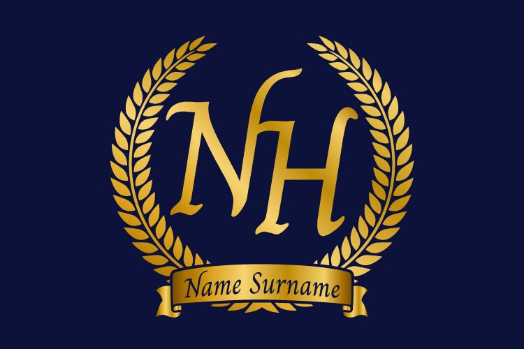 Initial letter n and h nh monogram logo design Vector Image