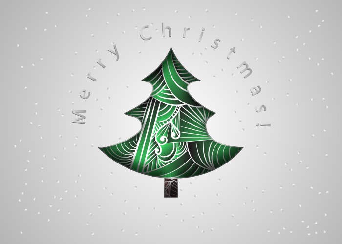 Zen Tangle Christmas Tree Card Vector Image