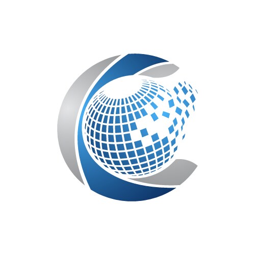 Abstract 3d world globe tech logo Royalty Free Vector Image