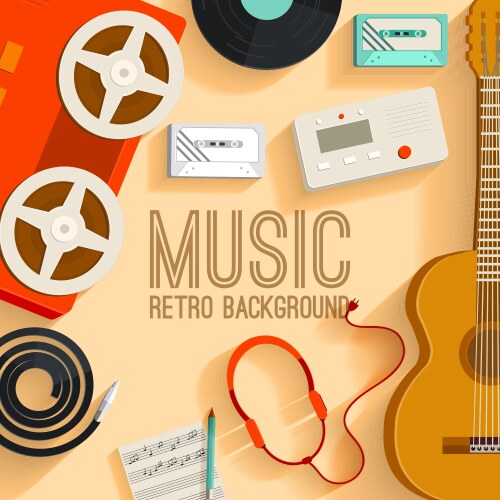 Flat music instruments background concept vector image