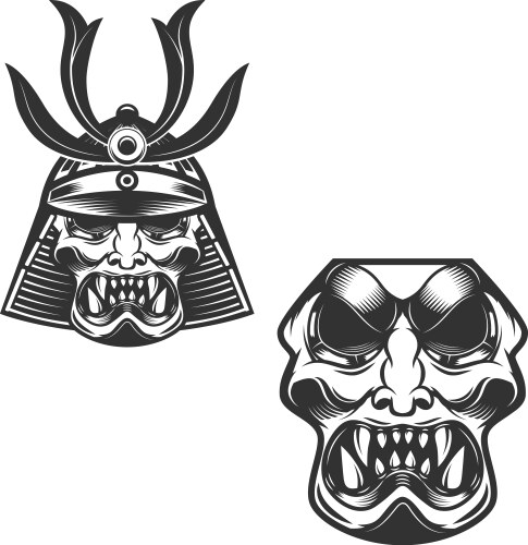Samurai Helmet - Traditional Japanese Warrior Mask Vector Image