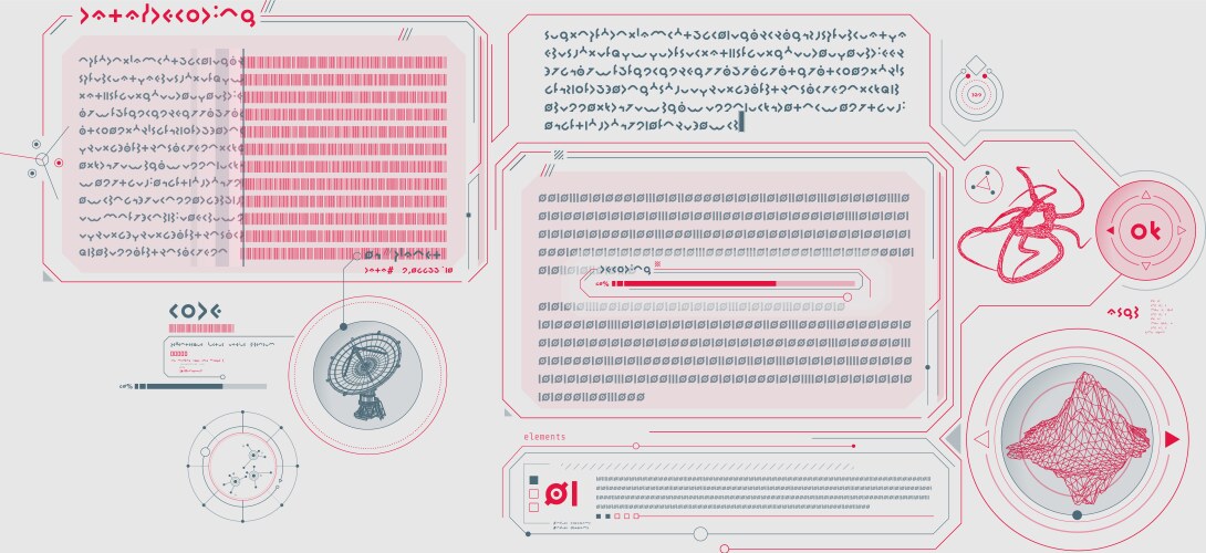 sci-fi interface of data decoding program vector image