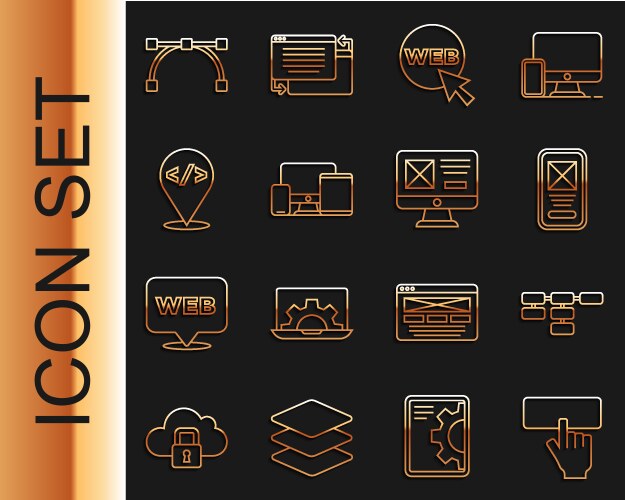 Set line keyboard site map ui or ux design web vector image