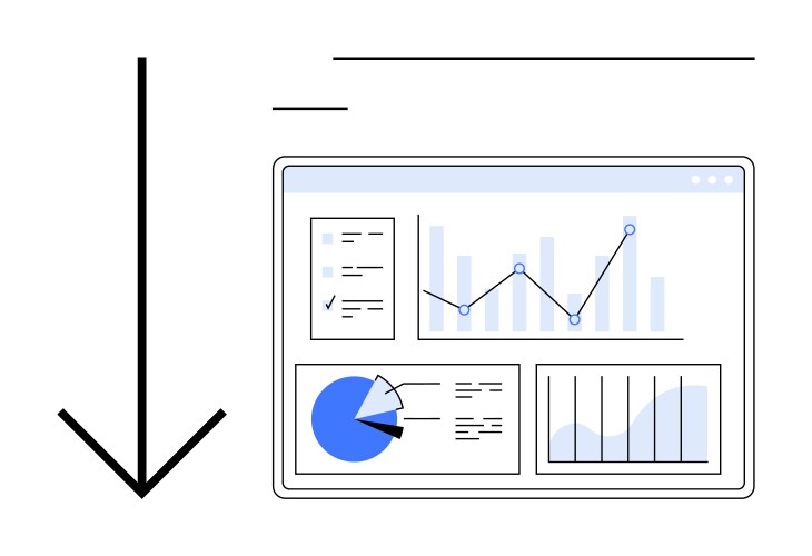 Data analytics dashboard with graphs pie chart vector image