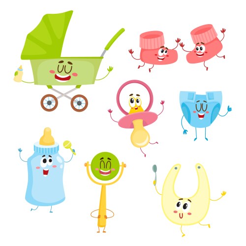 Baby Care Supply Characters Vector Image