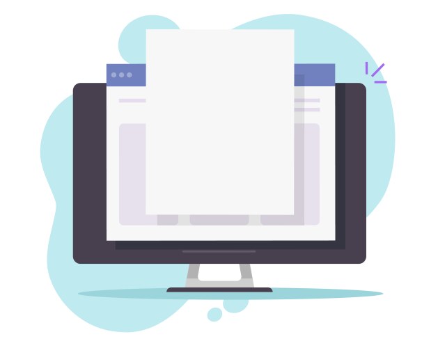 Online document file on computer pc with empty vektorbild