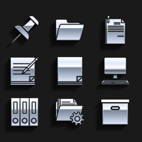 Set file document folder settings with gears vector image