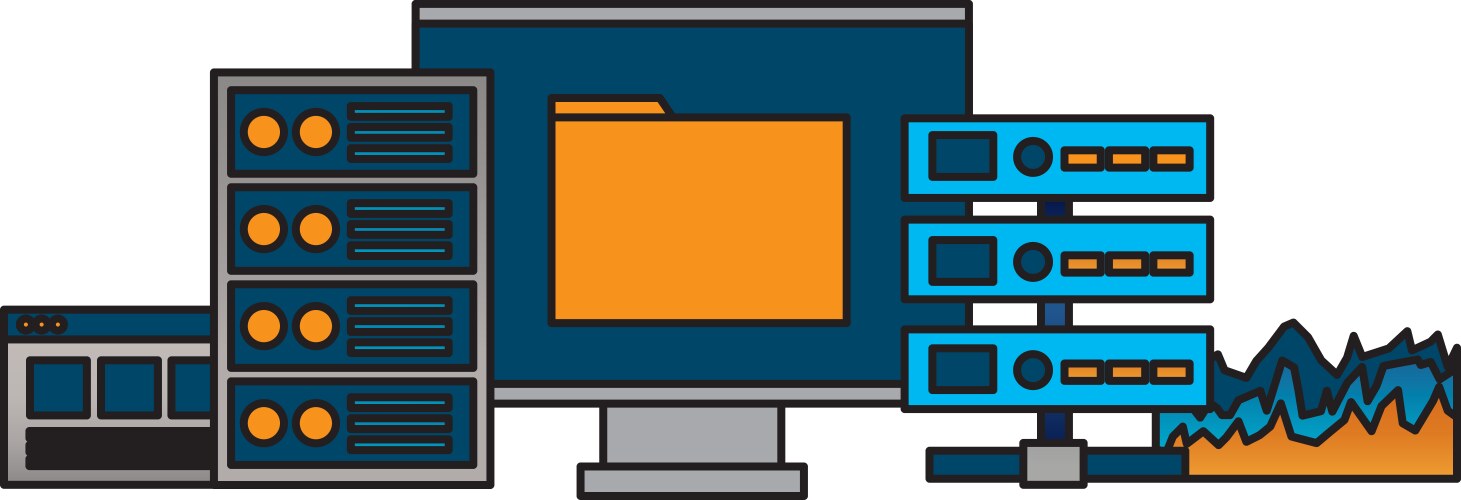 Computer file database cpu report vector image