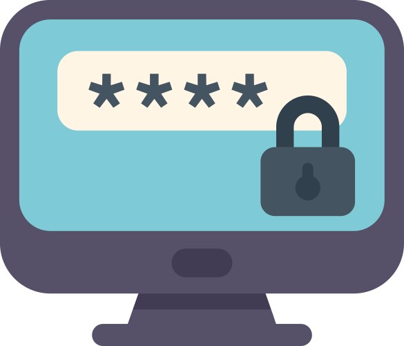 Computer screen displaying password protected vector image