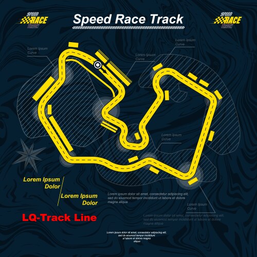 Blue and yellow race track background Royalty Free Vector
