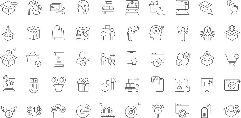Set of neuro marketing icons line art style Vector Image