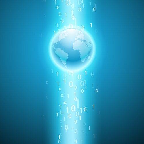 Stream of binary code to the globe vector image