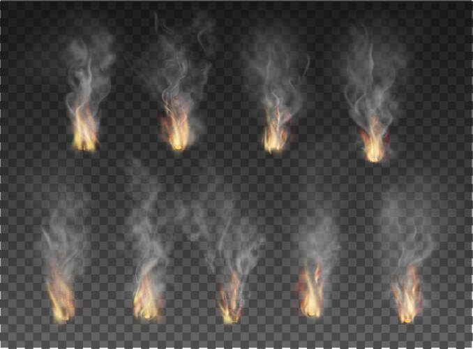 Red fire flame icons isolated on white background Vector Image