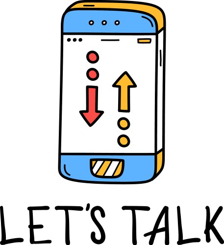 Hand draw phone talk icon in doodle style vector image