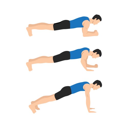 Renegadealternating plank commando rows exercise Vector Image