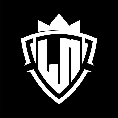 Lm letter bold monogram triangle curve shield Vector Image