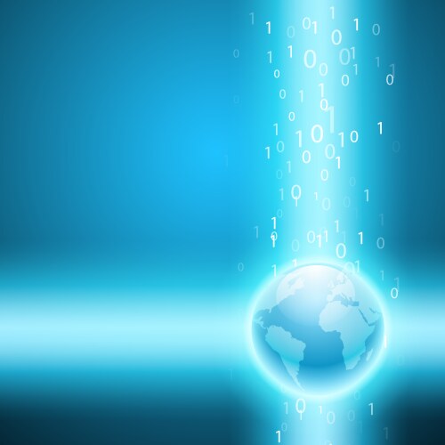 Stream of binary code to the globe vector image