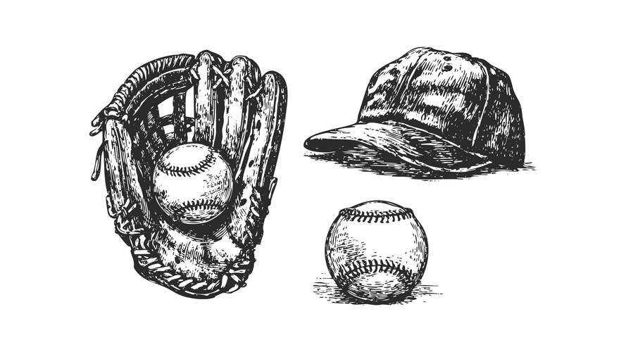 Vintage Baseball Scene Drawing Vector Image