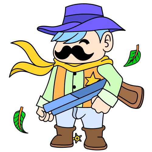 A cowboy serif with thick mustache carrying Vector Image