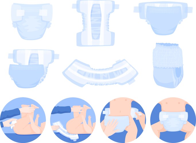 Baby diaper icon set Royalty Free Vector Image