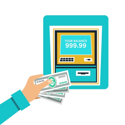 Cash withdrawal from an atm vector image