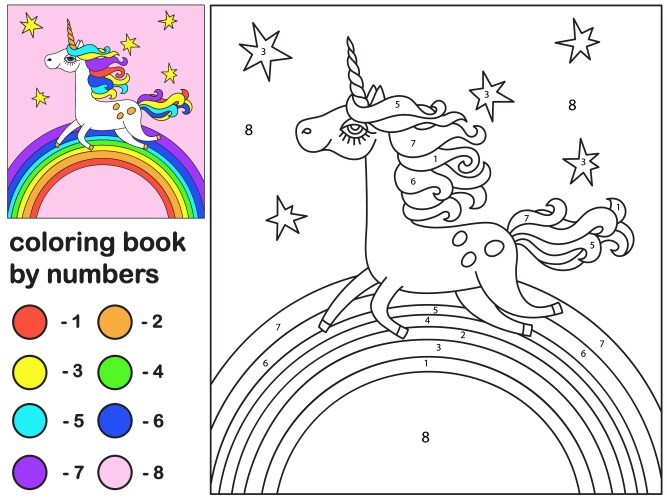 Cute unicorn coloring book Vector Image