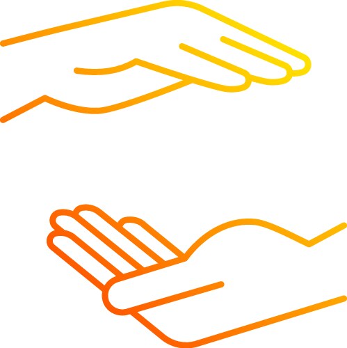 Two hands holding something gradient linear icon Vector Image