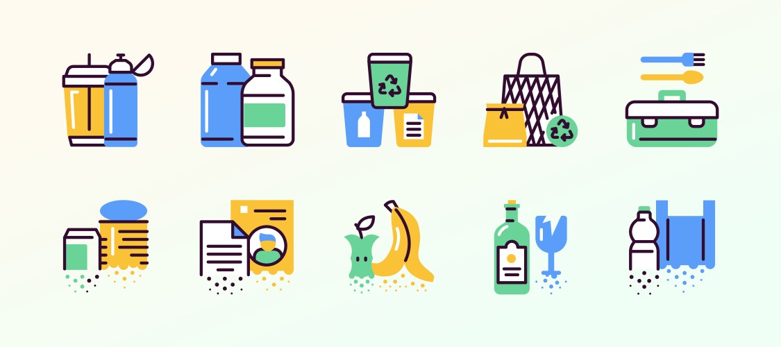 Zero waste concept set collection eco friendly Vector Image