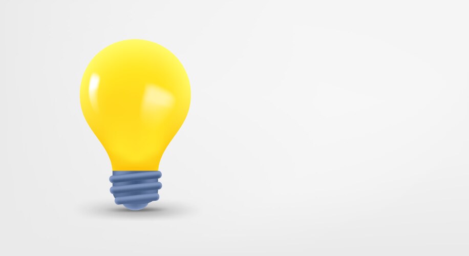 glowing lightbulb 3d banner with copy space vector