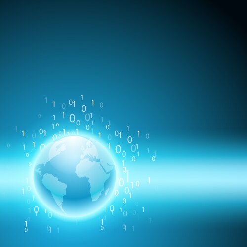 Stream of binary code to the globe vector image