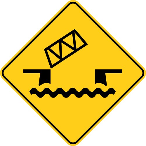 Usa traffic road signs the bridge ahead lifts vector image