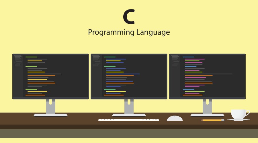 C programming language code vektorbild