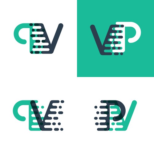 Pv letters logo with accent speed in green vector image