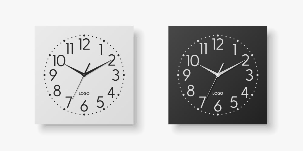 3d realistic square wall office clock Royalty Free Vector