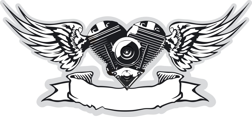 Winged Motorcycle Symbol Vector Image