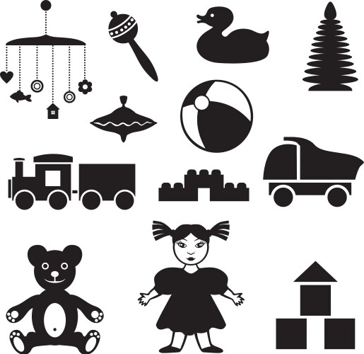 Children's Toy Silhouettes Vector Image
