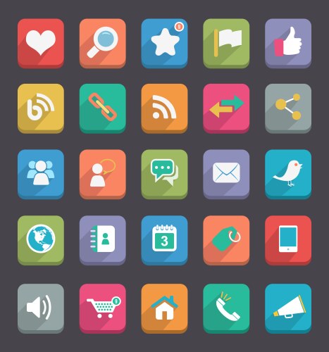 Flat icons Royalty Free Vector Image - VectorStock