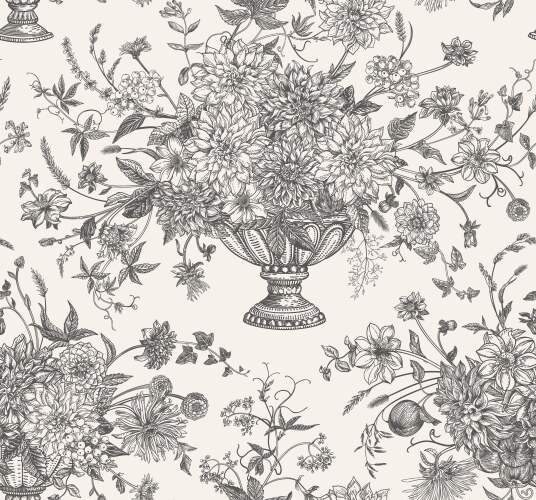 Blue Chinese Floral Toile Print Royalty Free Vector Image