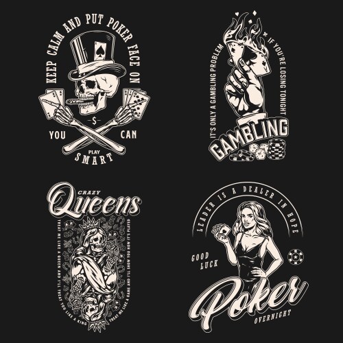 Vintage monochrome casino badges Vector Image