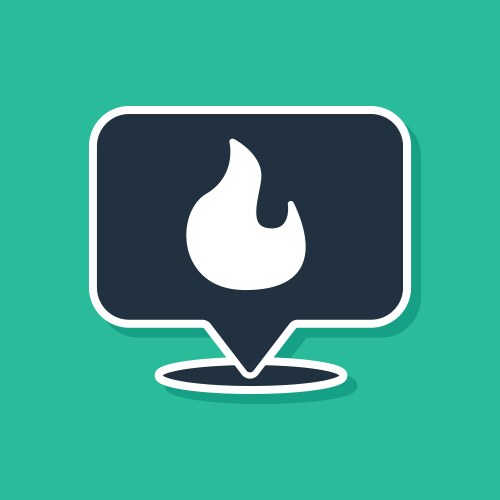 Set map pointer with fire flame icon isolated vector image