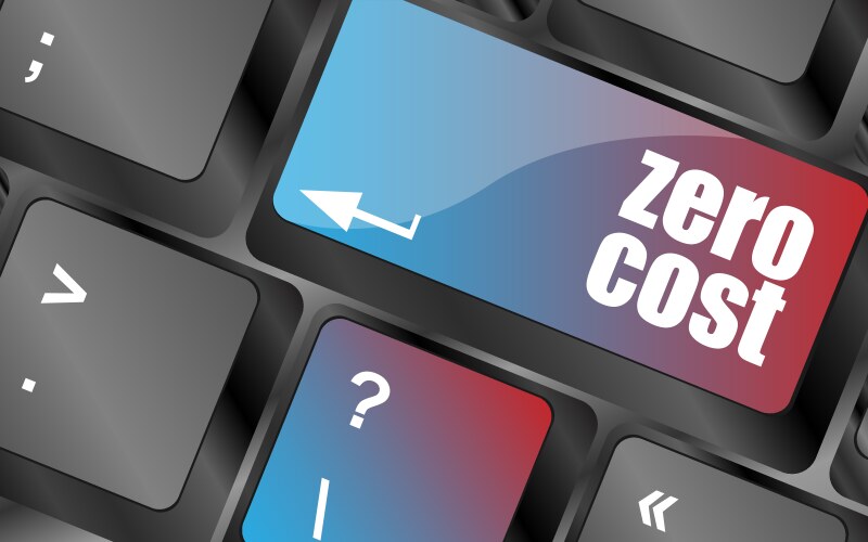 Zero cost button on computer keyboard key vector image