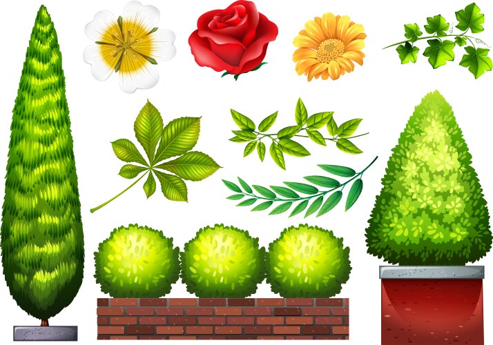 Potted flowers set isolated on white background – Royalty-Free Vector ...