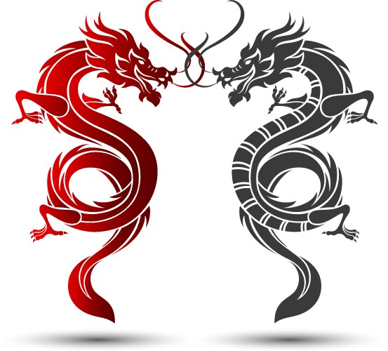 Black and white chinese dragon Royalty Free Vector Image