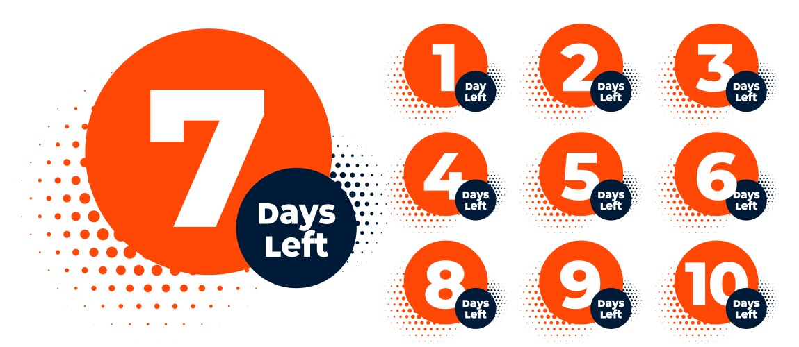 Modern countdown timer for number of days left vector image