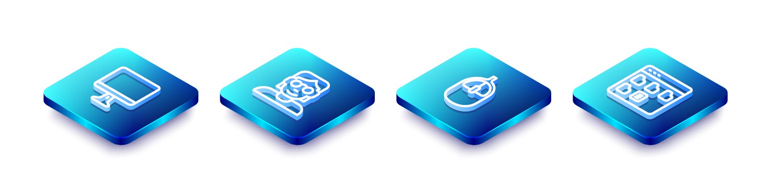 Set isometric line computer monitor screen hacker vektorbild
