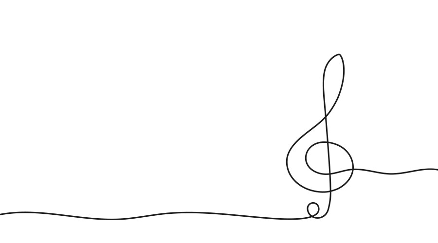 treble clef of one continuous line drawn music vector