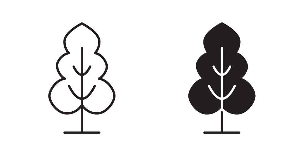 Tree free icon set in thin line for web vector image