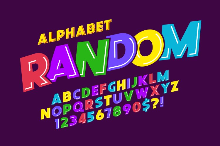 Colorful font design alphabet letters and numbers Vector Image