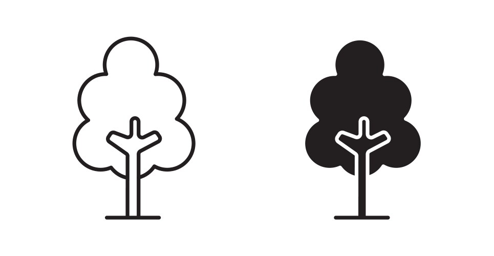 Tree icon set in thin line for web vector image